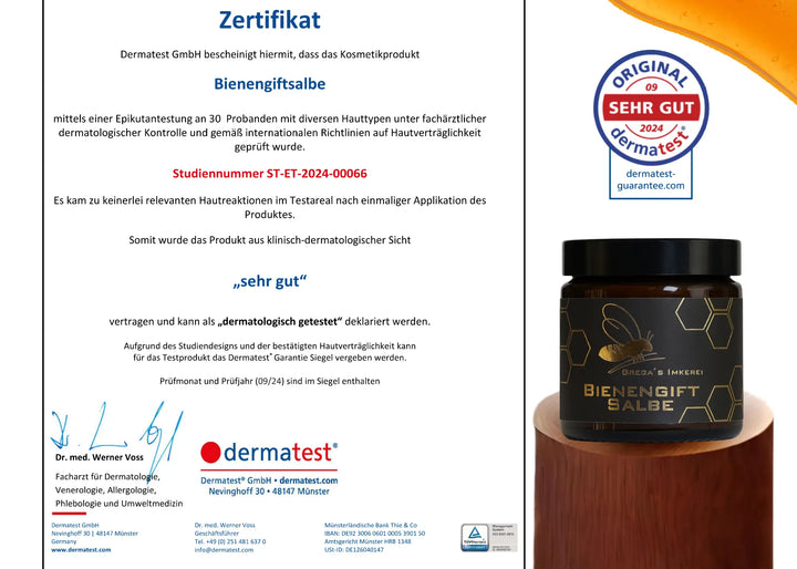 Bienengiftsalbe Zertifikat