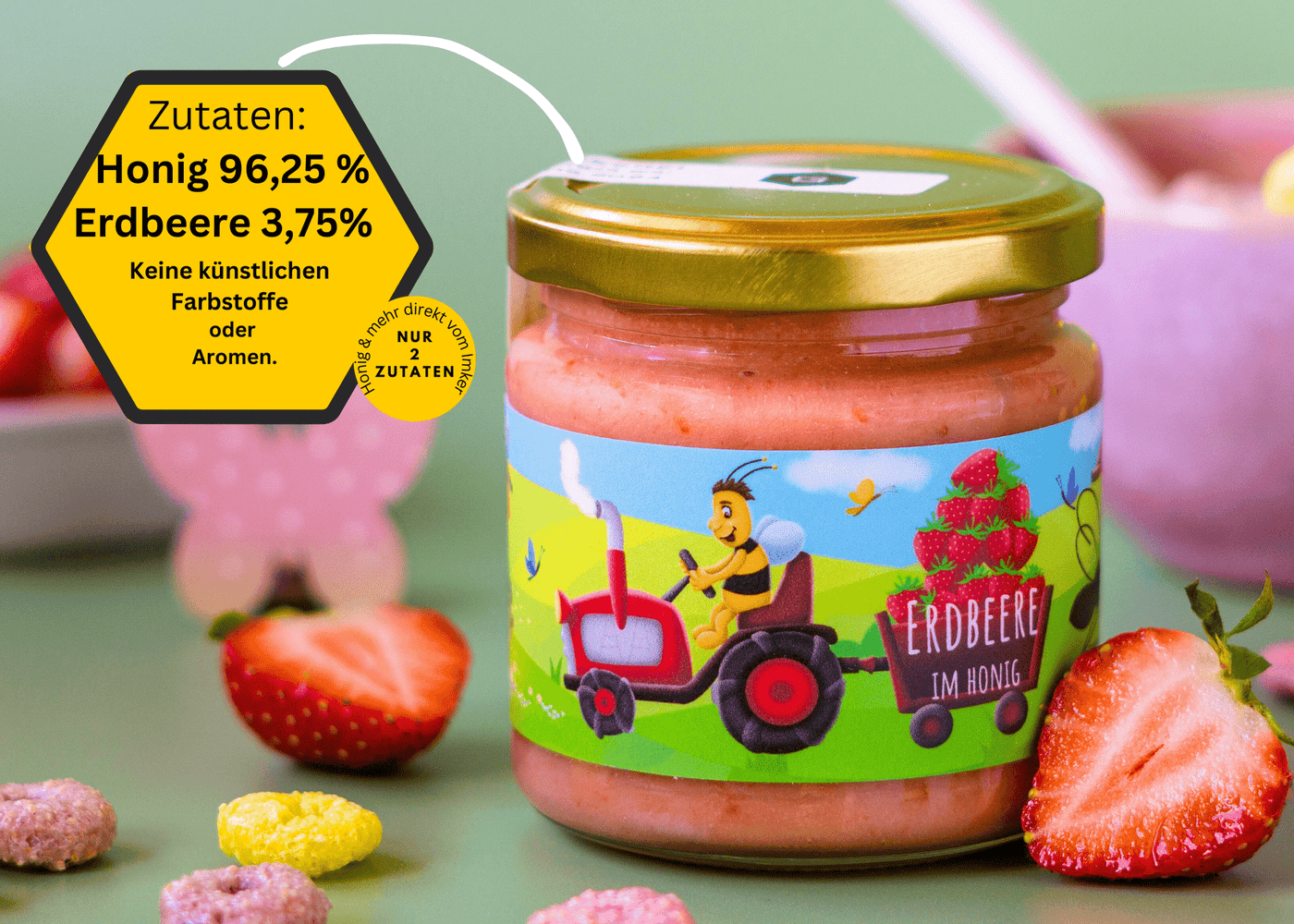Kinder Erdbeere im Honig von Grega´s Imkerei