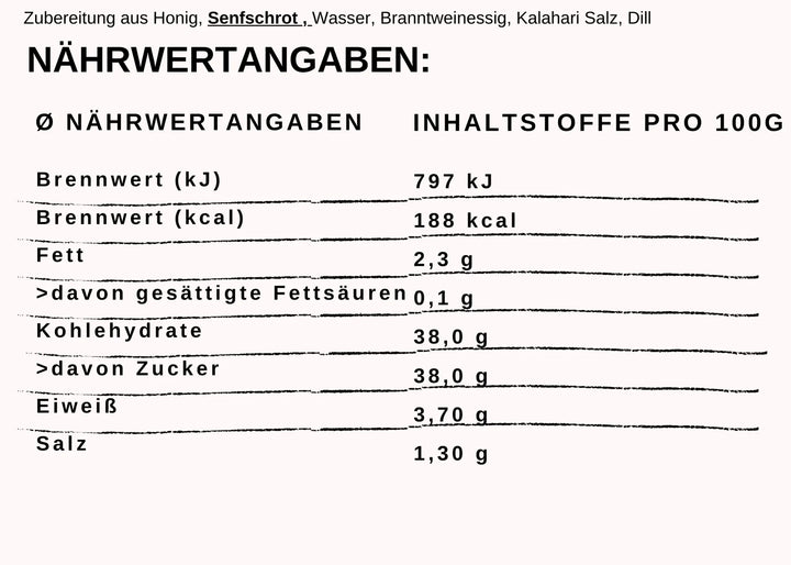 Nährwertangaben Honig Senf Dressing