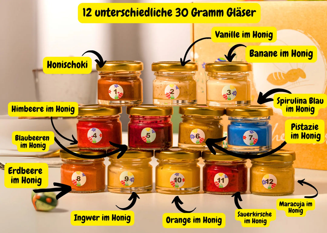 Sorten der Ostern Box-12 unterschiedliche 30 gramm Gläser