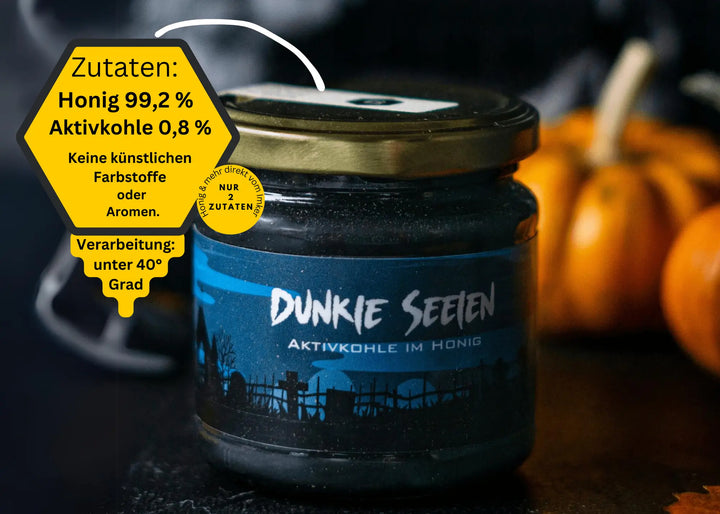 Schwarzer Halloween  Honig mit Aktivkohle