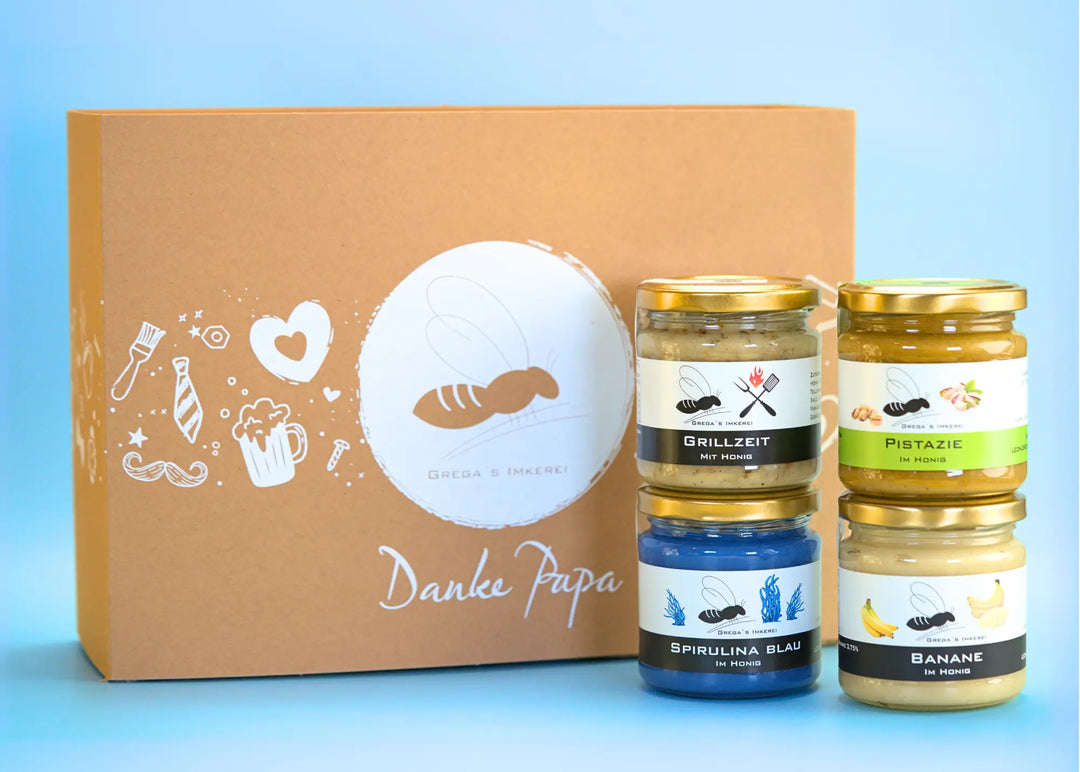 Vatertags 4er Geschenkbox mit Honig vom Imker