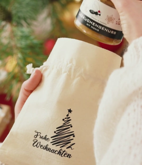 Säckchen "Frohe Weihnachten" mit Honig deiner Wahl