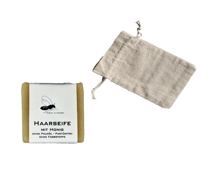 Haarseife mit Seifensäckchen