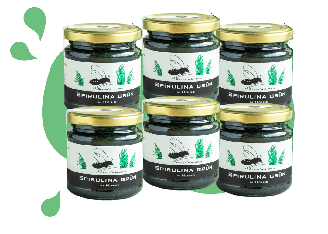 Spirulina Grün im Honig von Grega´s Imkerei 6er Vorteilsset