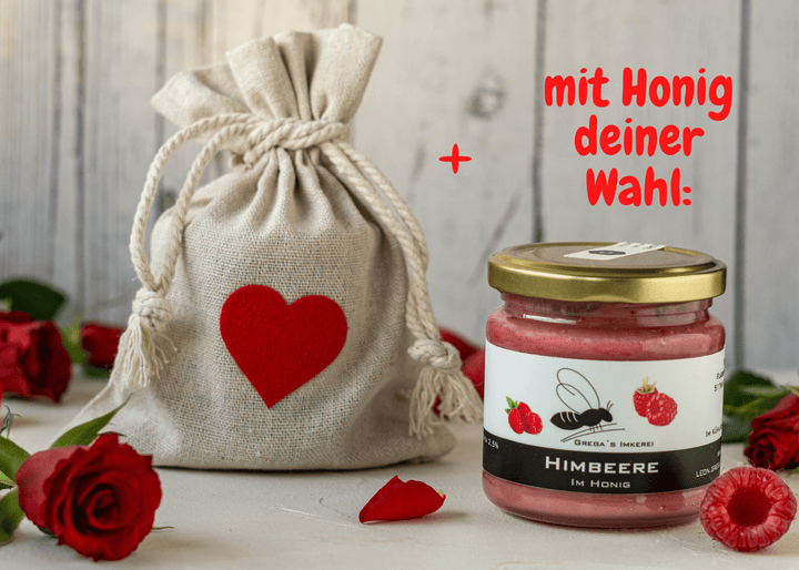 Leinensäckchen Herz mit Honig deiner Wahl: