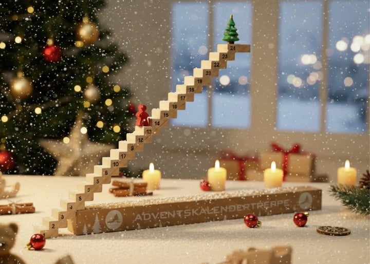 Adventskalender aus Holz mit 24 Treppenstufen für Kinder ab 3 Jahre