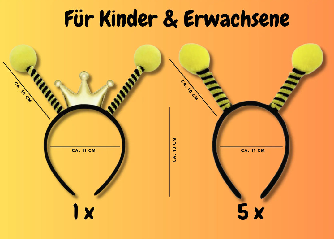 Bienen Kopfschmuck mit Fühlern für Bienen Mottopartys
