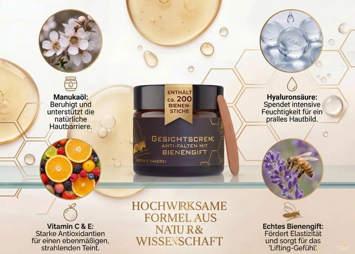 Hochwerige Inhaltsstoffe Bienengift Geischtscreme