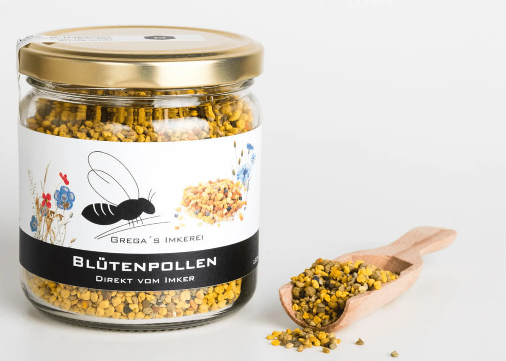 Grega´s Imkerei Honig Blütenpollen getrocknet im Glas, 1 x 110 g, (süße, natürliche und super leckere Blütenpollen), schonend getrocknete Blütenpollen im Glas direkt vom Imker