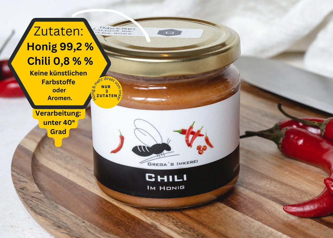 Chili im Honig Scharfer Honig direkt vom Imker aus der nähe