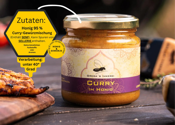 Curry im Honig mit Zutaten beim Grillen
