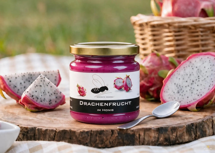 Drachenfrucht im Honig 250g Honigglas