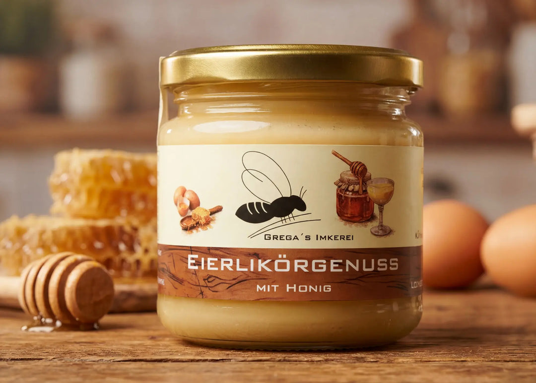 Eierlikör mit Honig im Glas direkt vom Imker