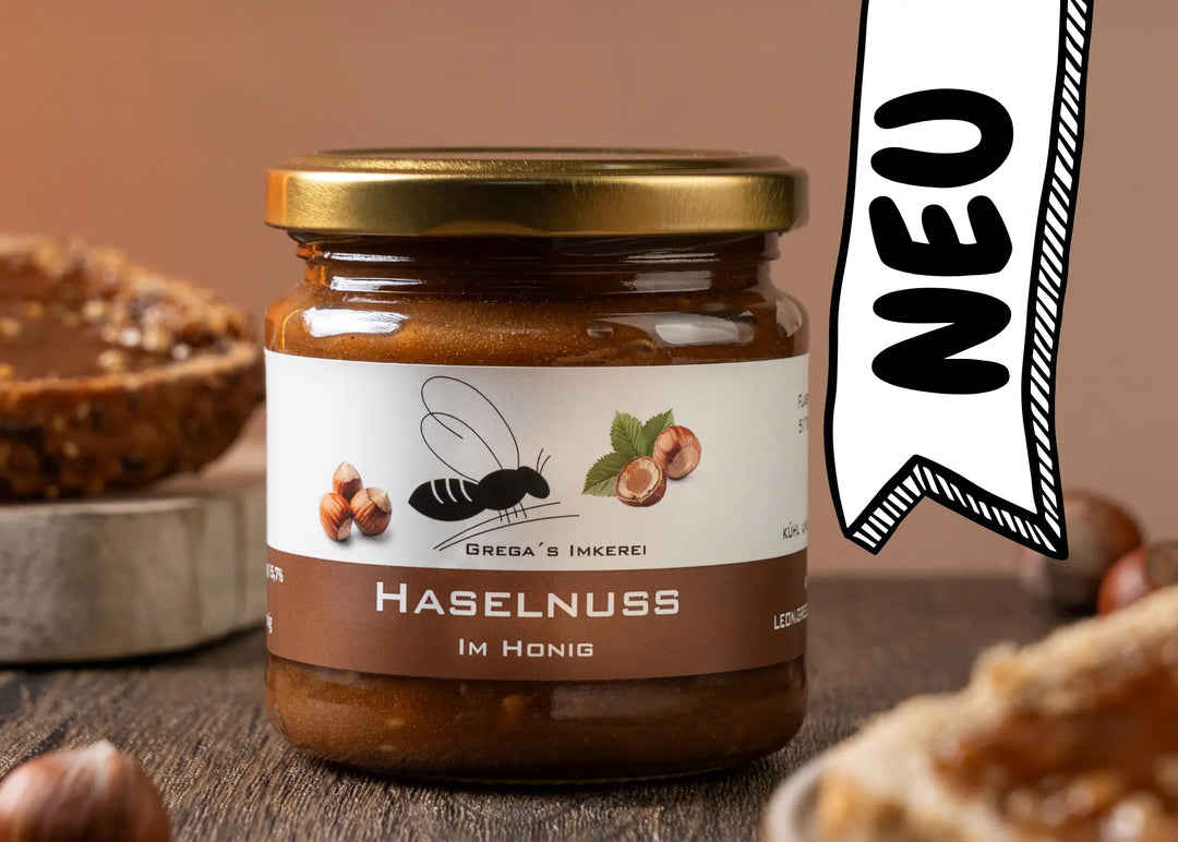 Haselnuss mit Honig von Grega´s Imkerei im 250g Honigglas