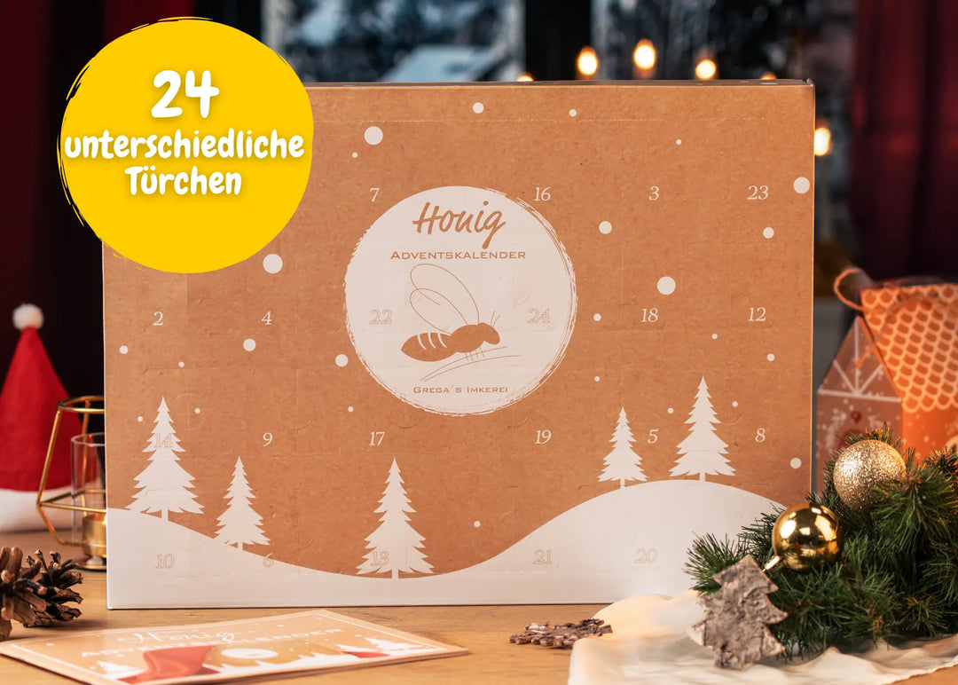 Honig Adventskalender 2025 mit 24 Türchen mit Honig und mehr
