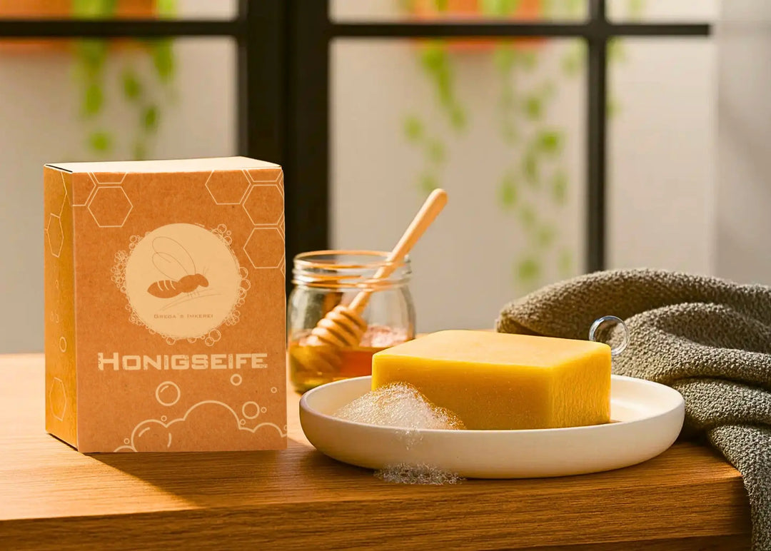 Honigseife vom Imker mit Honig und Bienenwachs
