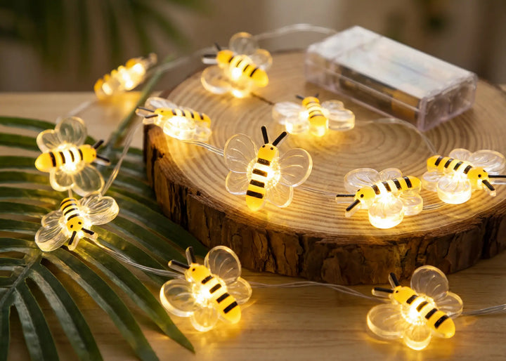 Bienen LED Lichterkette mit Batteriefach