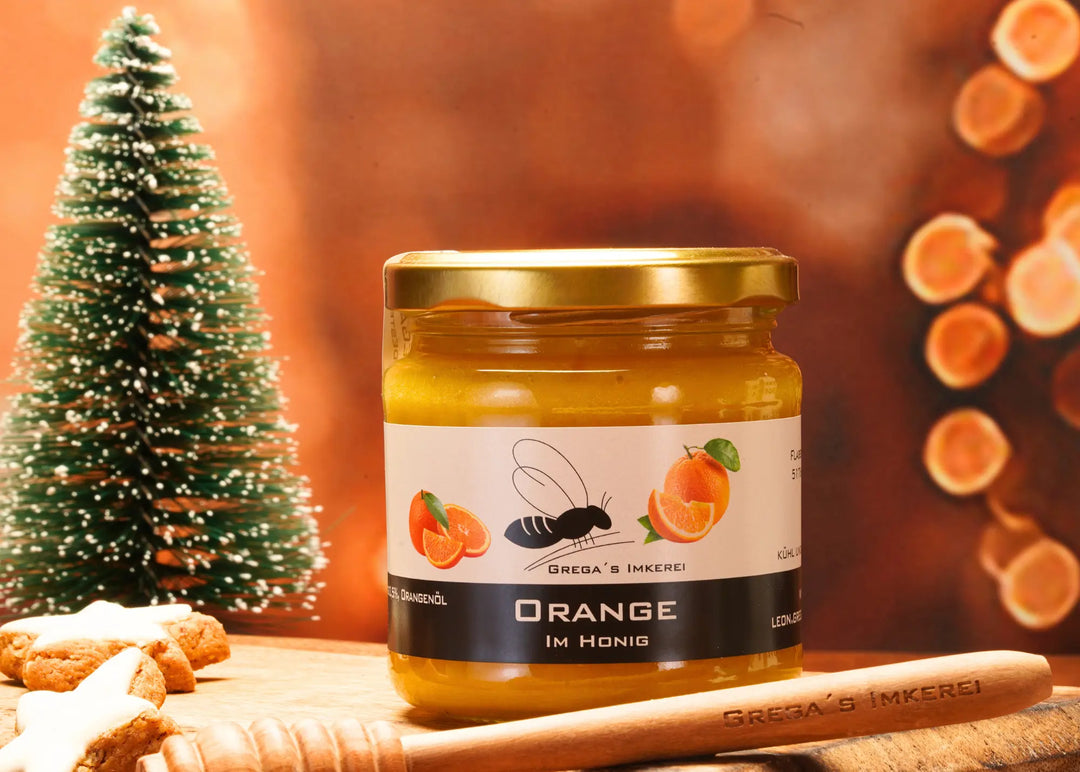 Orange im Honig zu Weihnachten