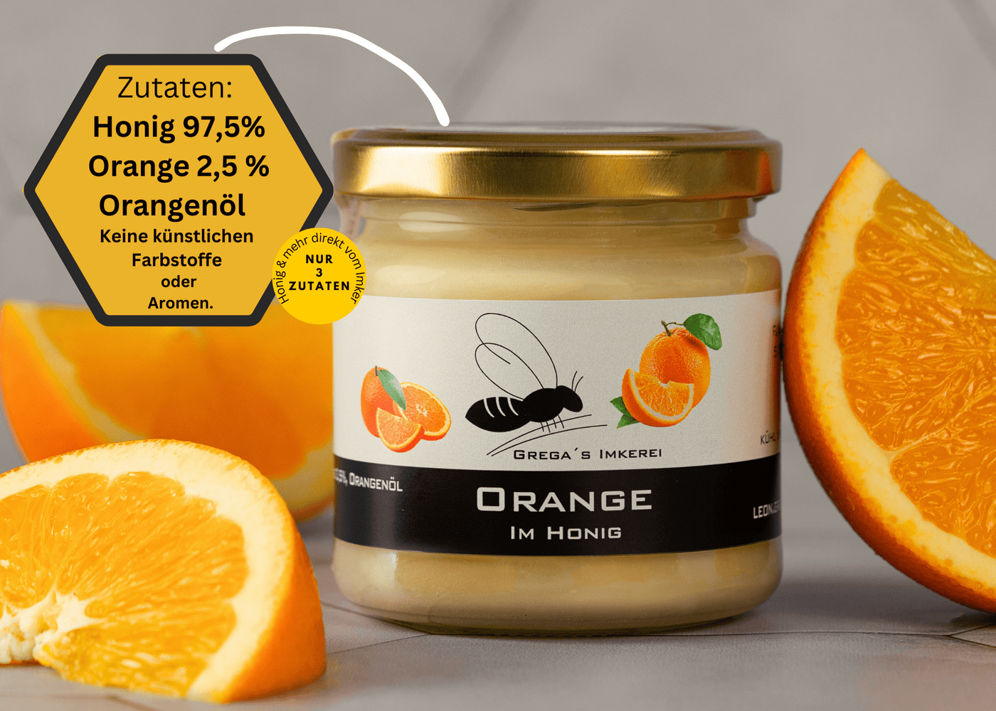 Orange im Honig von Grega´s Imkerei