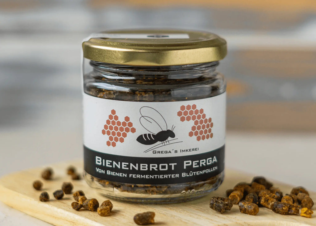 Grega´s Imkerei Honig Bienenbrot (Perga) 100g, 1 x 100 g, (im Glas), Fermentierte Blütenpollen- schonend getrocknet für höchste Qualität