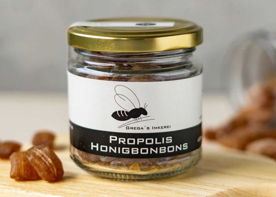 Propolis Honigbonbons 120g im Glas direkt vom Imker nach traditionaler Herstellung mit Honig und Propolis