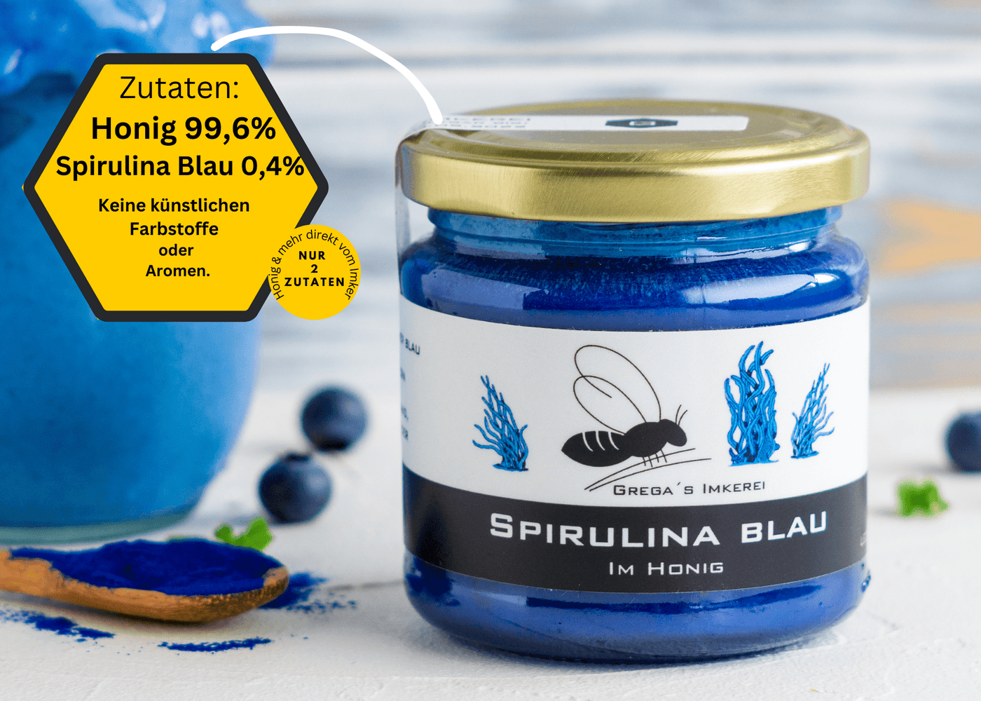 Spirulina Blau im Honig von Grega´s Imkerei