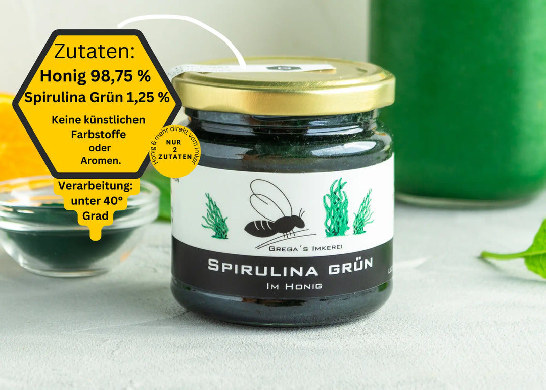 Spirluina Grün im Honig von Grega´s Imkerei