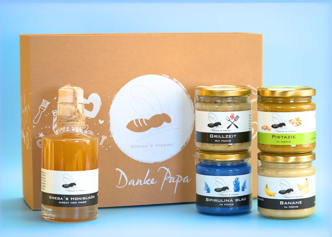 Vatertags Geschenkebox mit Honig und Honiglikör direkt vom Imker