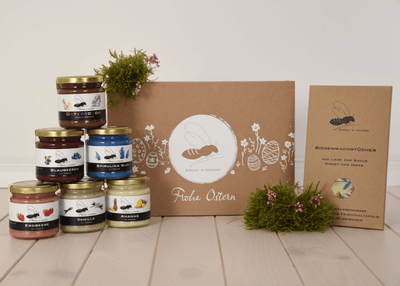Osterhonig 6er-Geschenke Box mit Bienenwachstuch SET