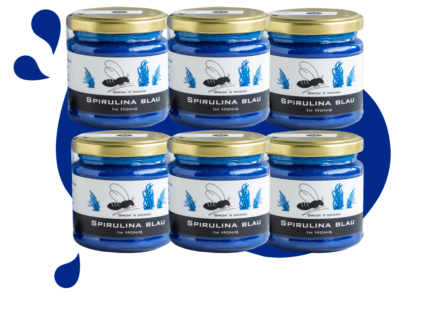Spirulina Blau im Honig von Grega´s Imkerei 6er Vorteilsset