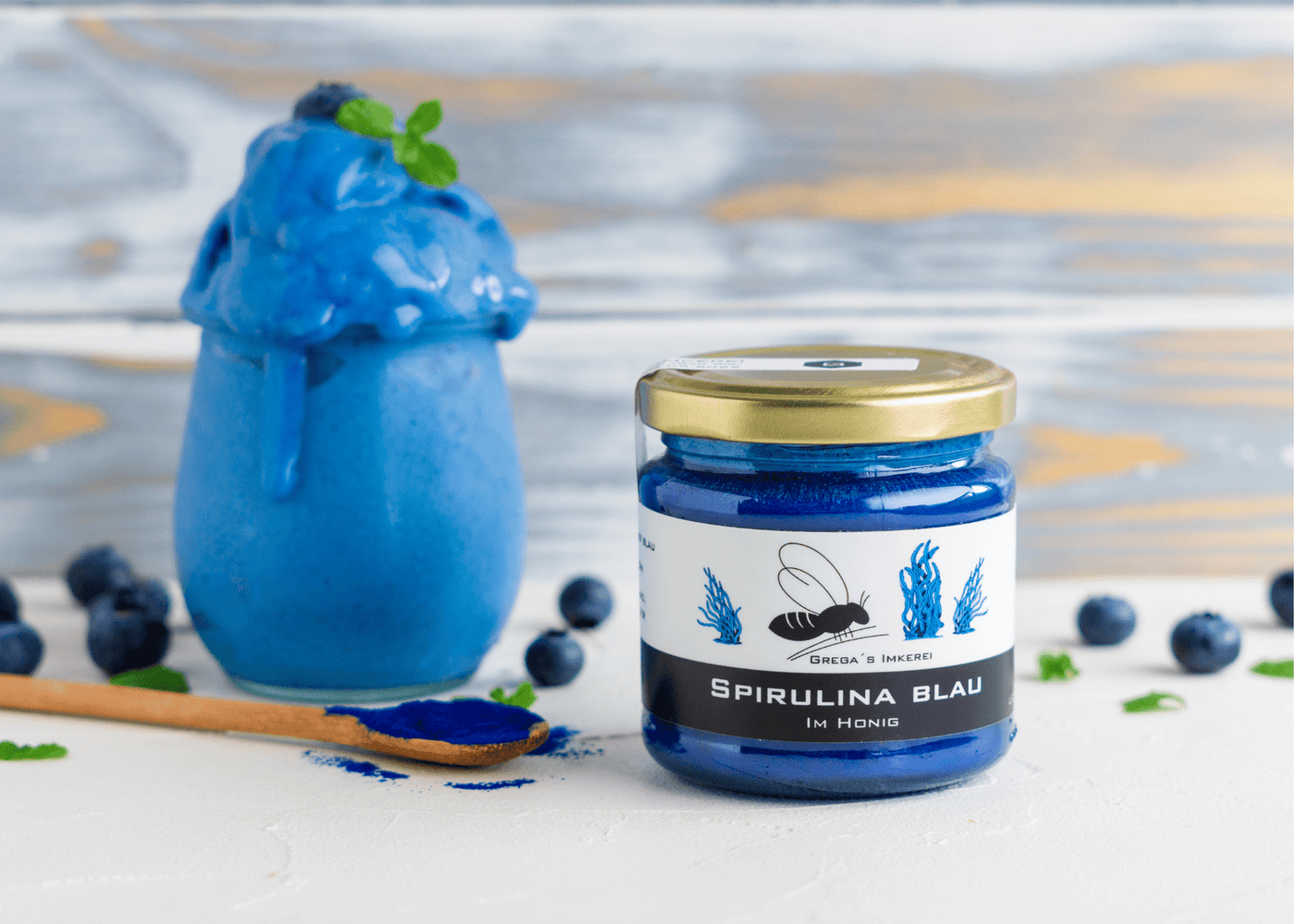 Spirulina im Honig von Grga´s Imkerei Blau Spirulina im Honig